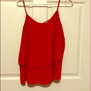 Red chiffon shirt